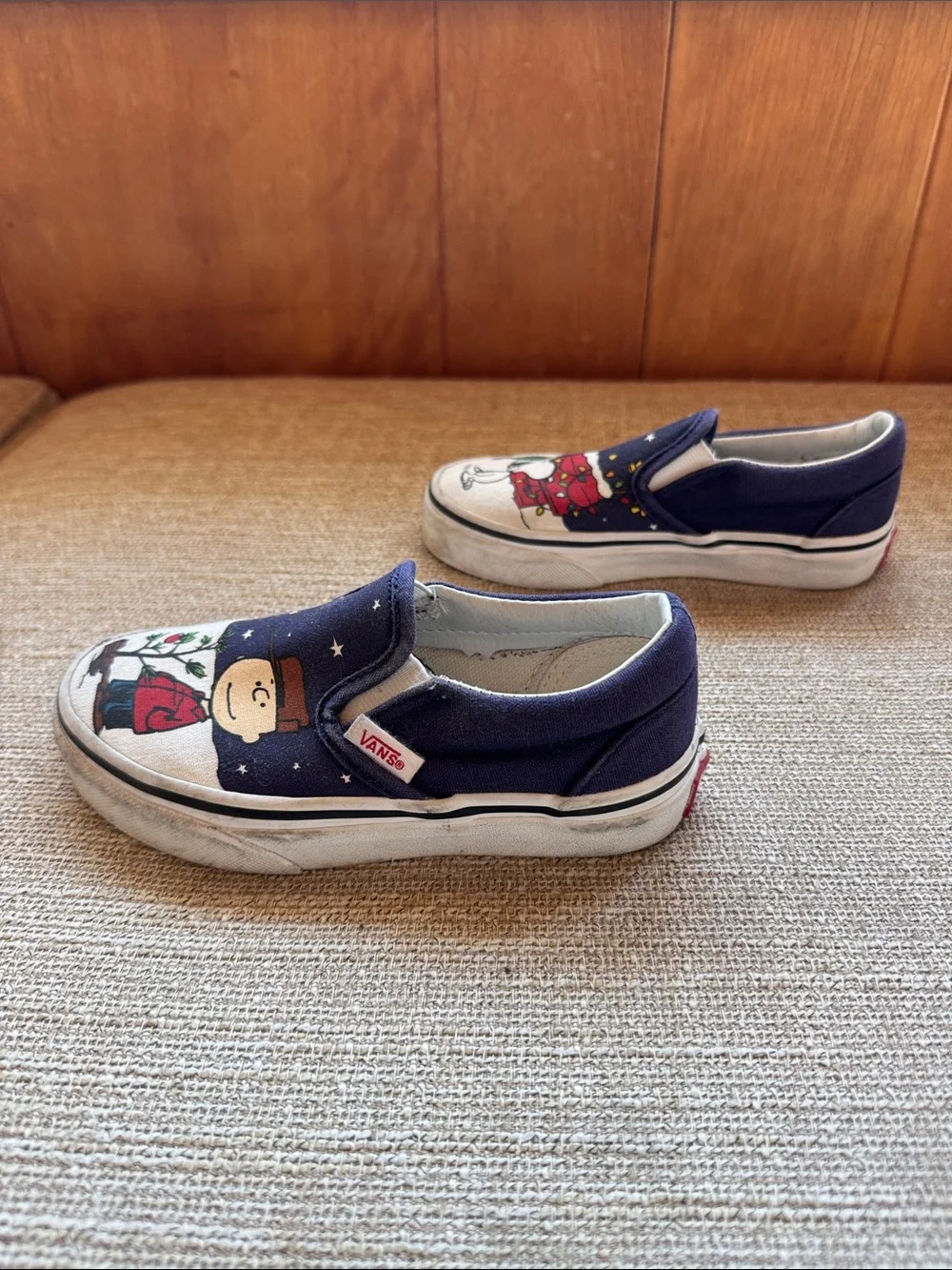 Vans Peanuts Christmas Kids Slip-On Sneakers Snoopy Charlie Brown